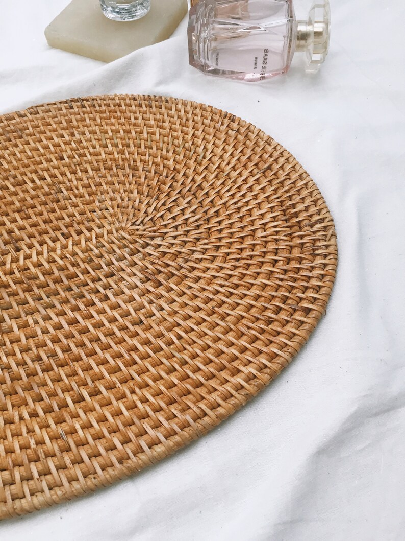 Oval Rattan Placemats Natural Color Placemats Dining Table Etsy