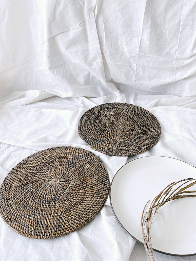 Dark Brown Rattan Placemats Rattan Placemats for Round Table Etsy Canada