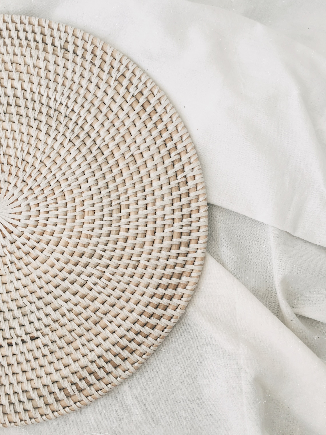 Round White Rattan PlacematsWhitewashed Color Placemats Etsy