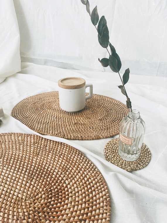 Natural Oval Rattan Placemats Natural Rattan Table Pad Etsy