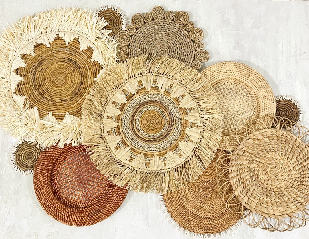 Set of 10 Boho Wall Basket & Wall Decor, Natural Wall Decor,boho Wall ...