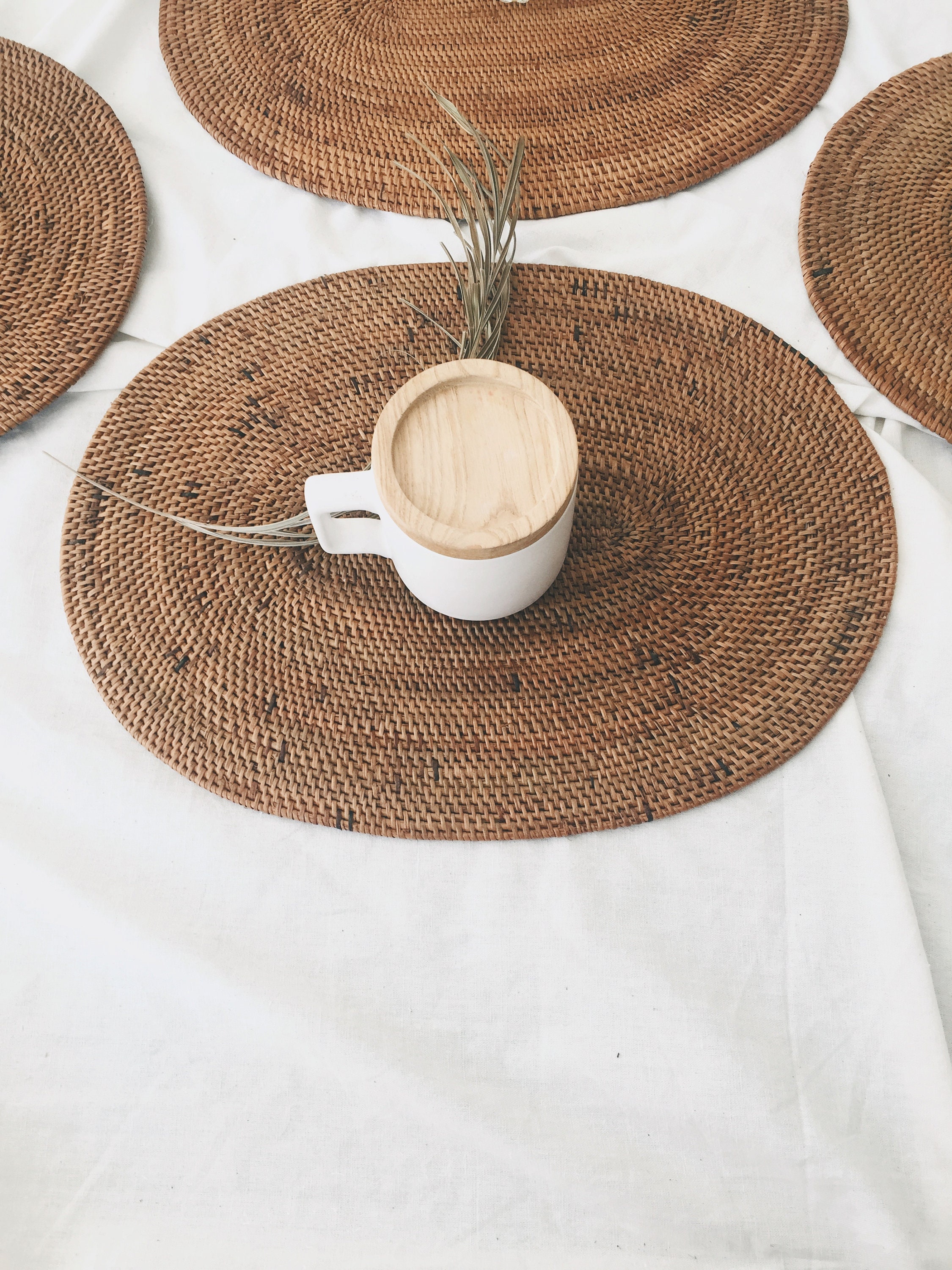 Oval Ate Placemats Small Rattan Material Small Rattan Etsy