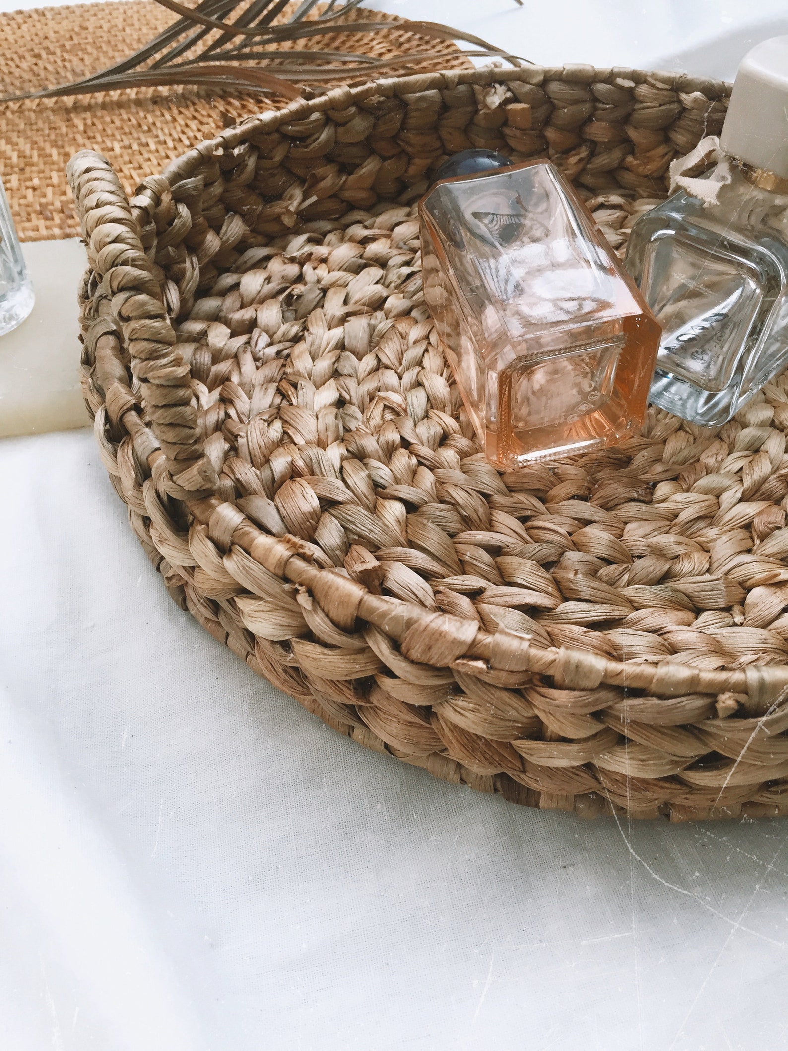 Boho Tray Straw Serving Tray Woven Tray With Handle Tray Etsy