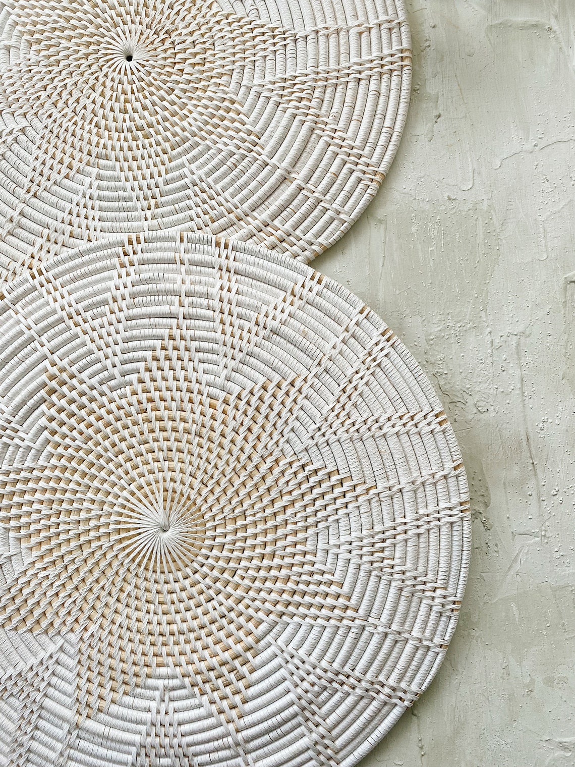 Star Round White Rattan Placemats Whitewashed Color Placemats Etsy UK