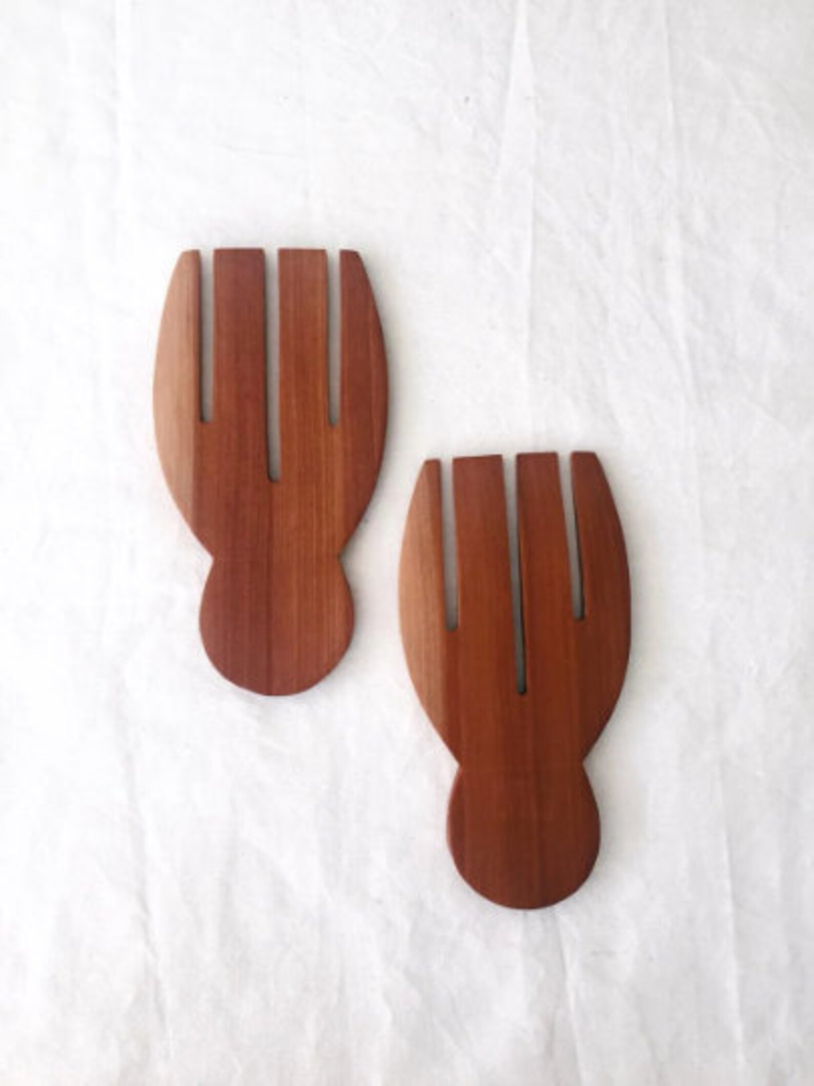 Set of 2 Wooden Salad Hands Wood Salad Serves Salad Tosser Etsy