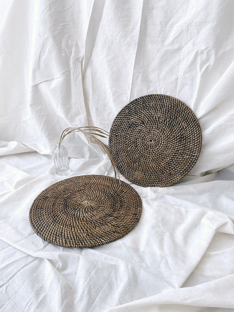 Donkerbruine rotan placemats rotan placemats voor ronde tafel Etsy