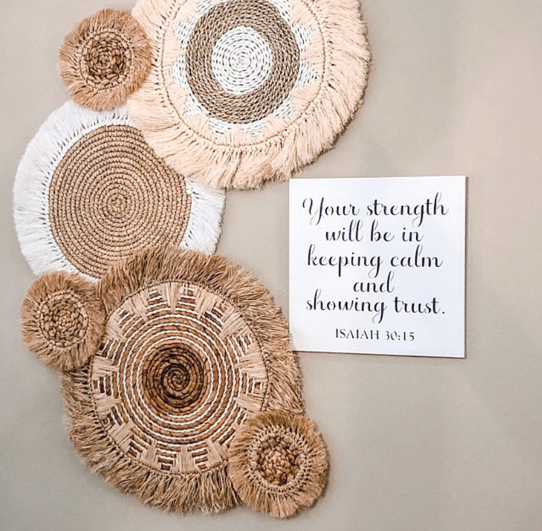 Lot De 6 Paniers Muraux En Rotin - Décoration Bohème Pour Salon Maison
