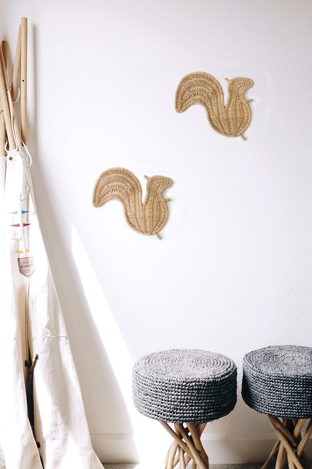 Set of 2 Squirrels Rattan Decoration Shelf Decoration Rattan Etsy