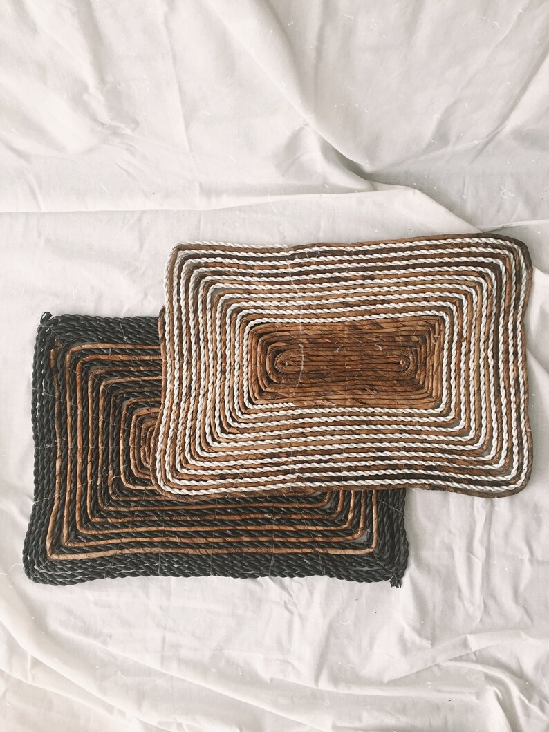 Rectangle Natural Straw Placemats Rectangular Boho Decor Etsy