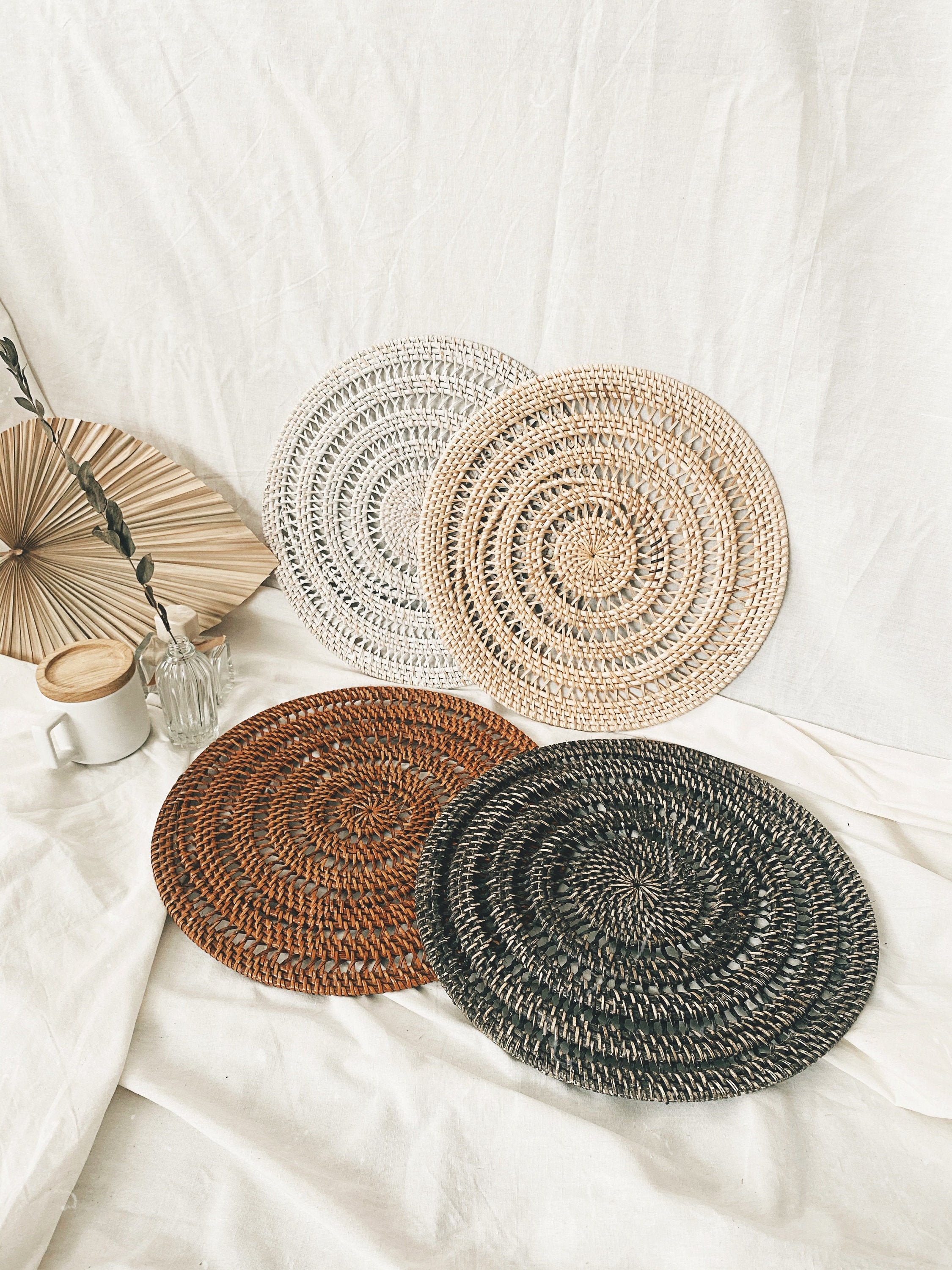 Swirl Rattan Placemats & Wall Decor Rattan Placemats Natural Etsy