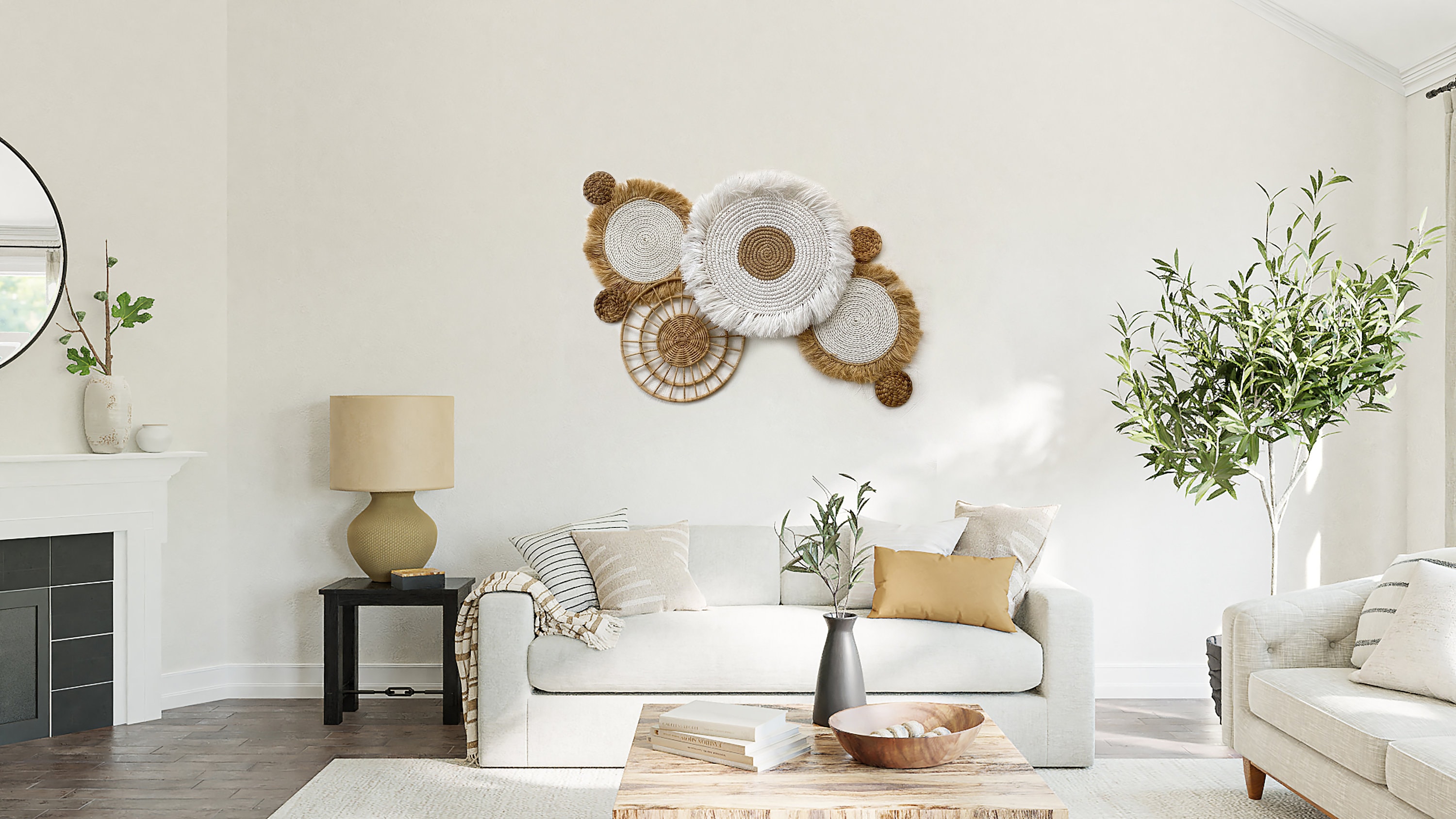 Set of 8 Boho White Wall Basket With Fringe Christmas Wall Etsy