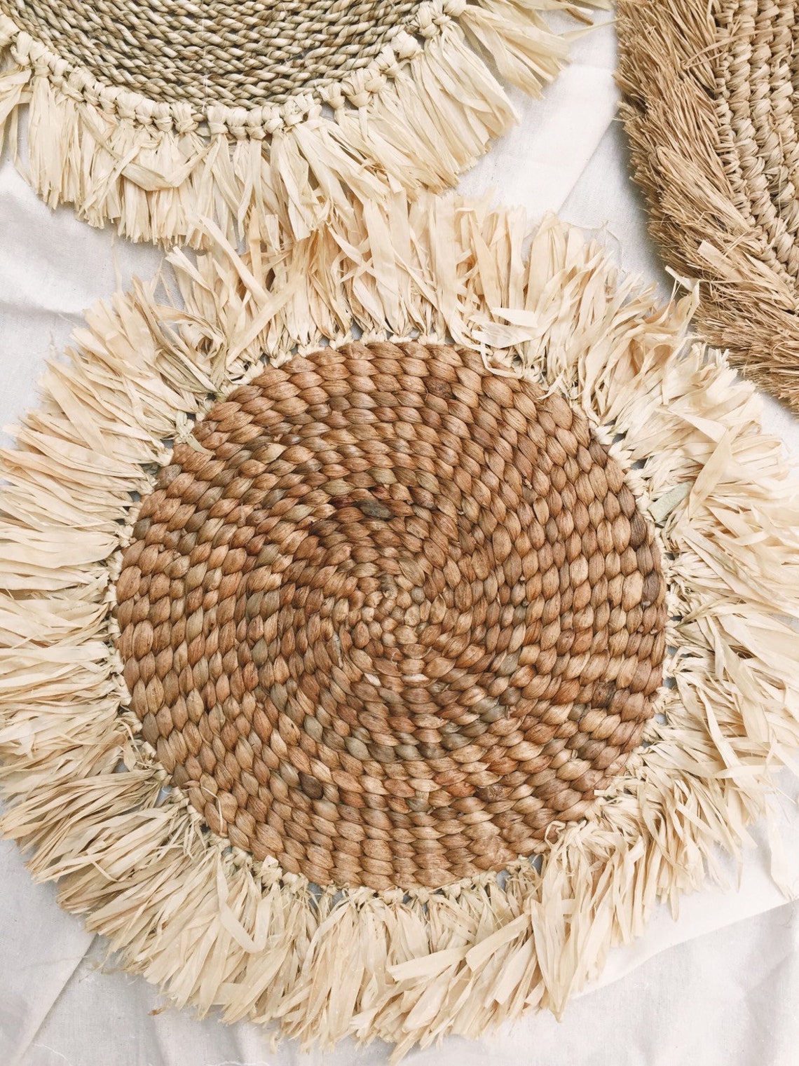Boho Placemats Natural Placemats Vintage Woven Braided Etsy