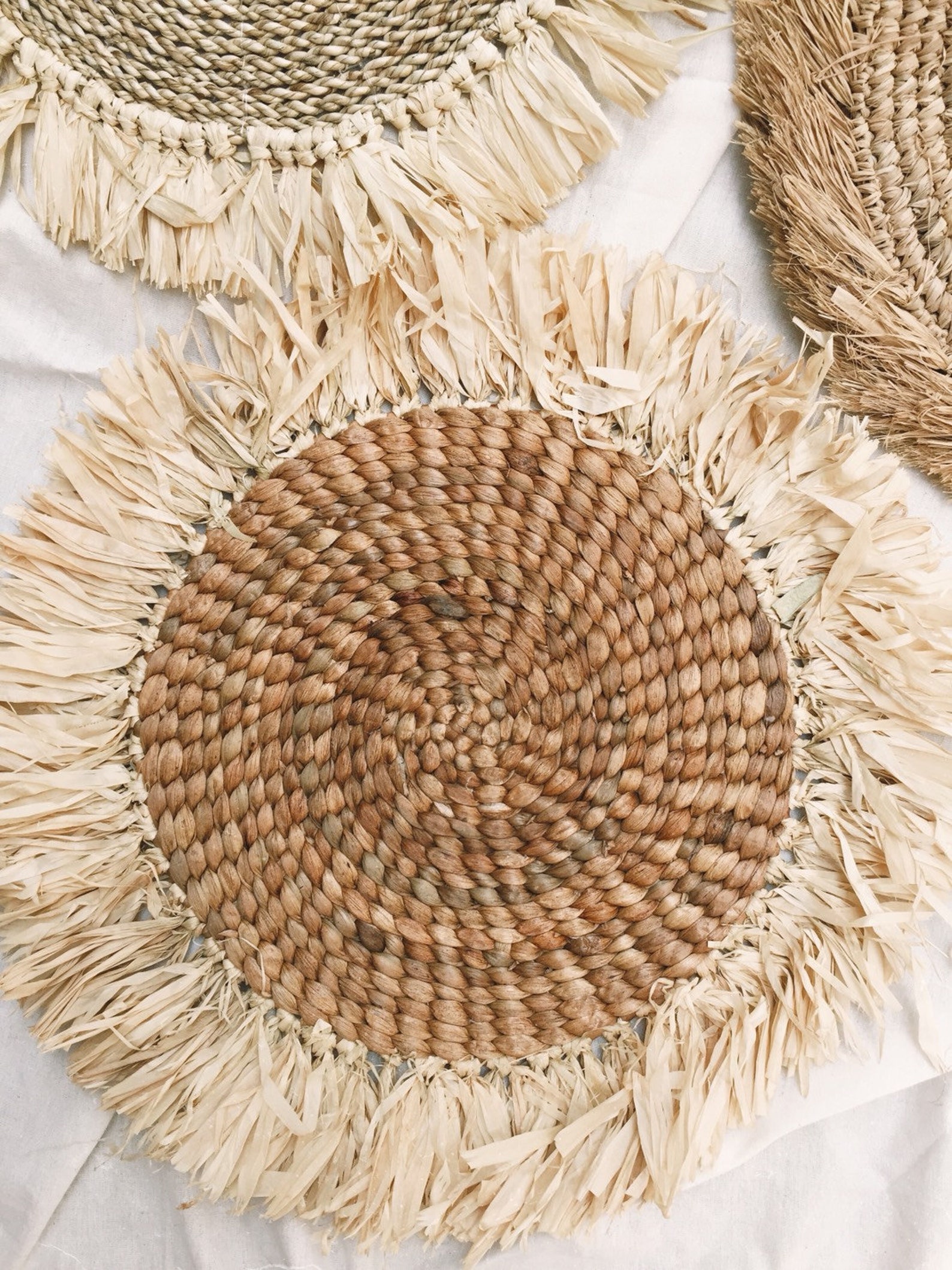 Boho Placemats Natural Placemats Vintage Woven Braided Etsy