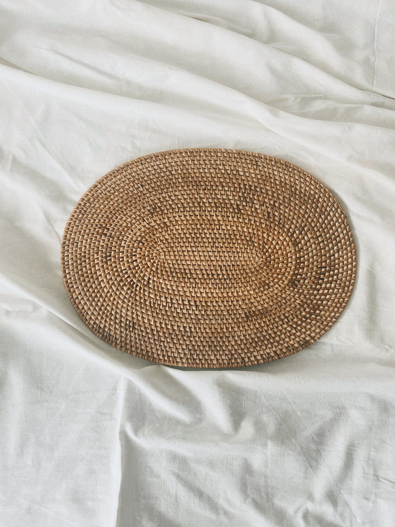 Natural Oval Rattan Placemats Natural Rattan Table Pad Etsy