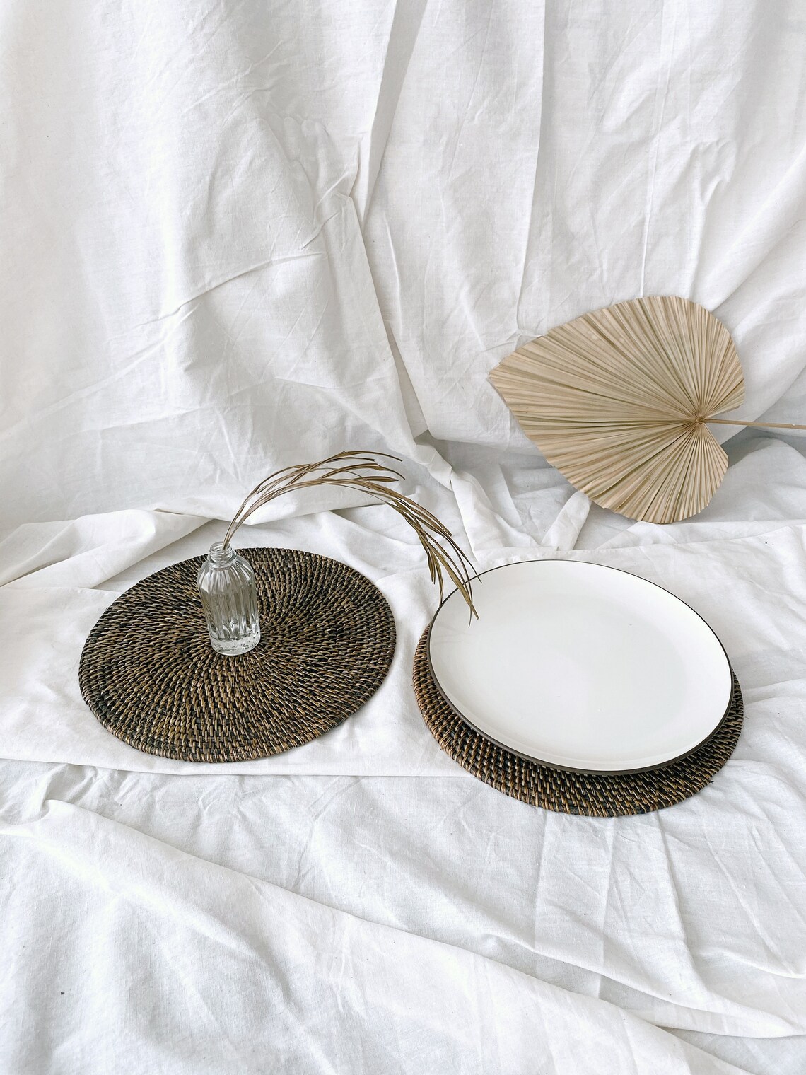 Dark Brown Rattan Placemats Rattan Material Dark Rattan Etsy