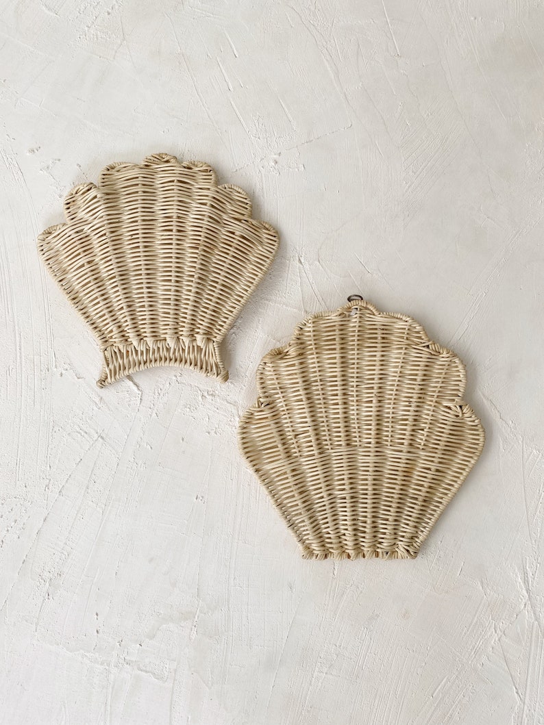 Decorative Rattan Shell Set of 2 Shell Rattan Decoration, Shelf Decoration, Rattan Nursery ...