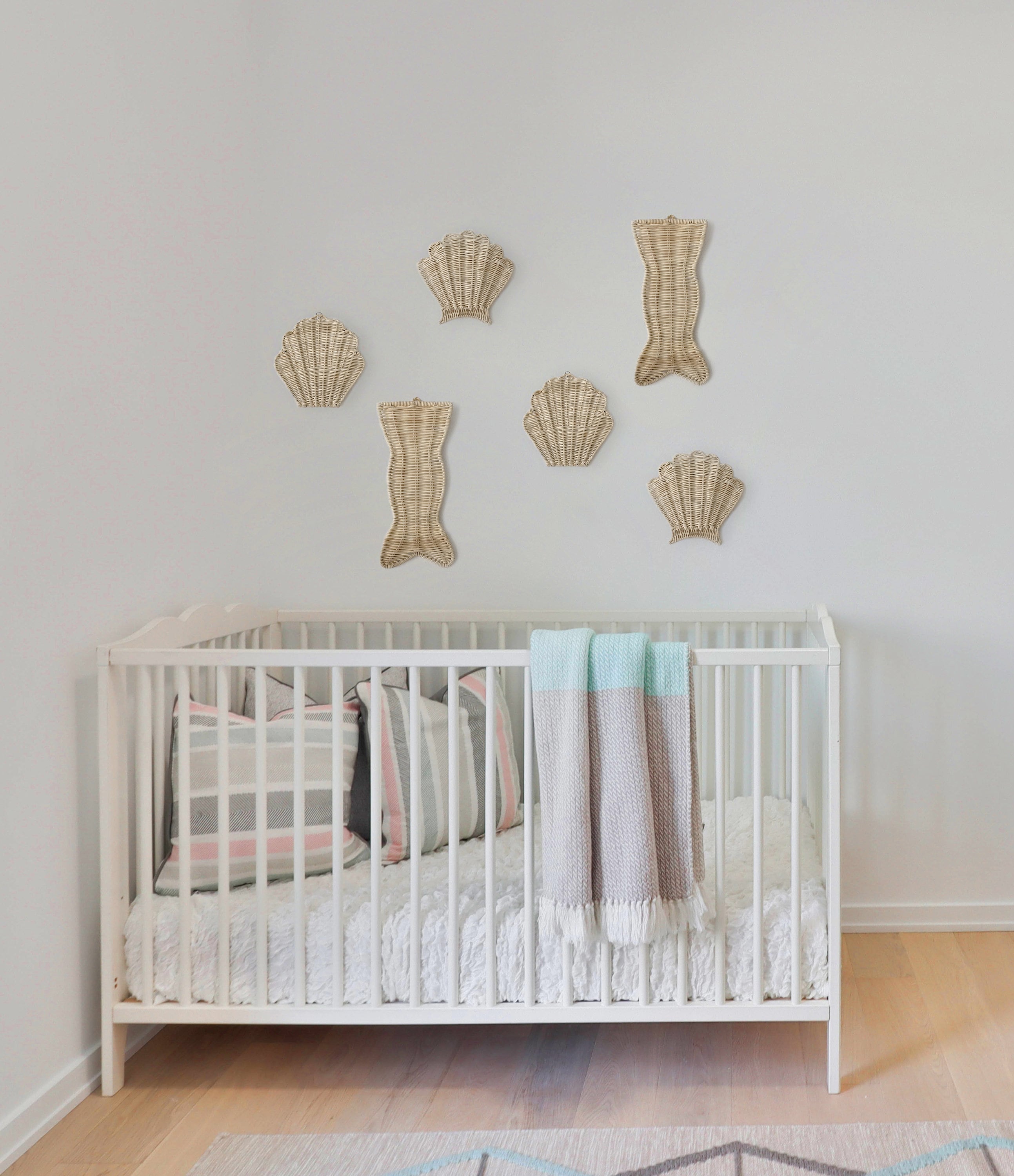 Decorative Rattan Shell Set of 2 Shell Rattan Decoration, Shelf Decoration, Rattan Nursery ...