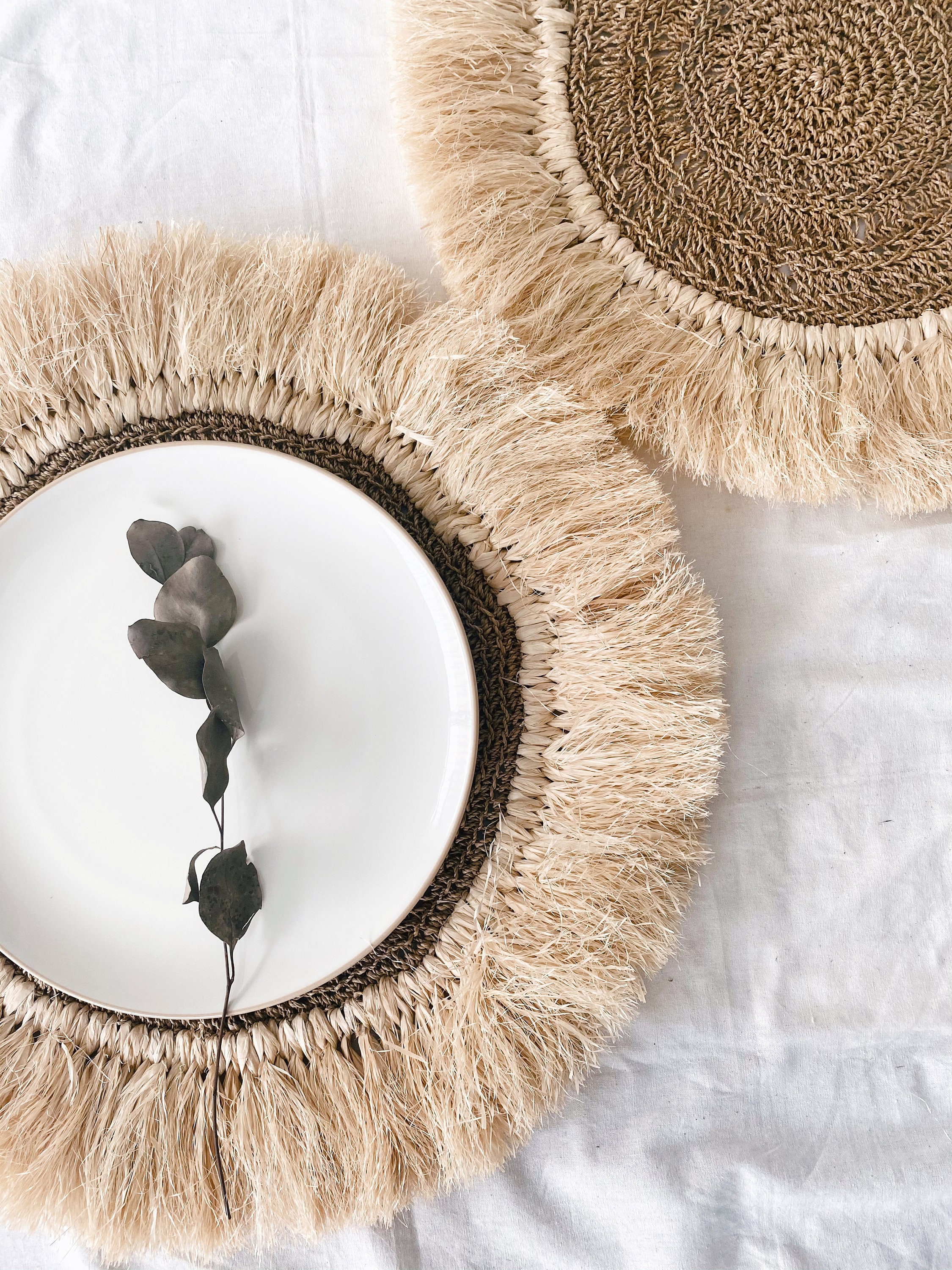 Knit Fringe Placemats Net Fringe Placemats Knitting Rope Etsy