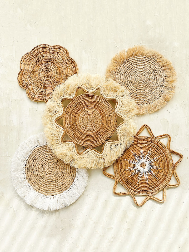 Set of 5 Boho Wall Basket and Wall Decor Bohemian Wall Decor Etsy Canada