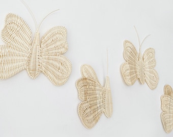 Handmade Set of 3 Rattan Flower Wall Hanging Nursery Wall Decor Boho ...
