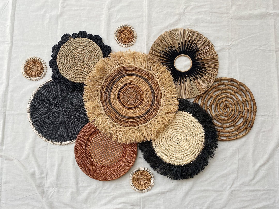 Set of 10 Boho Wall Basket & Wall Decor, Natural Wall Decor,boho Wall ...