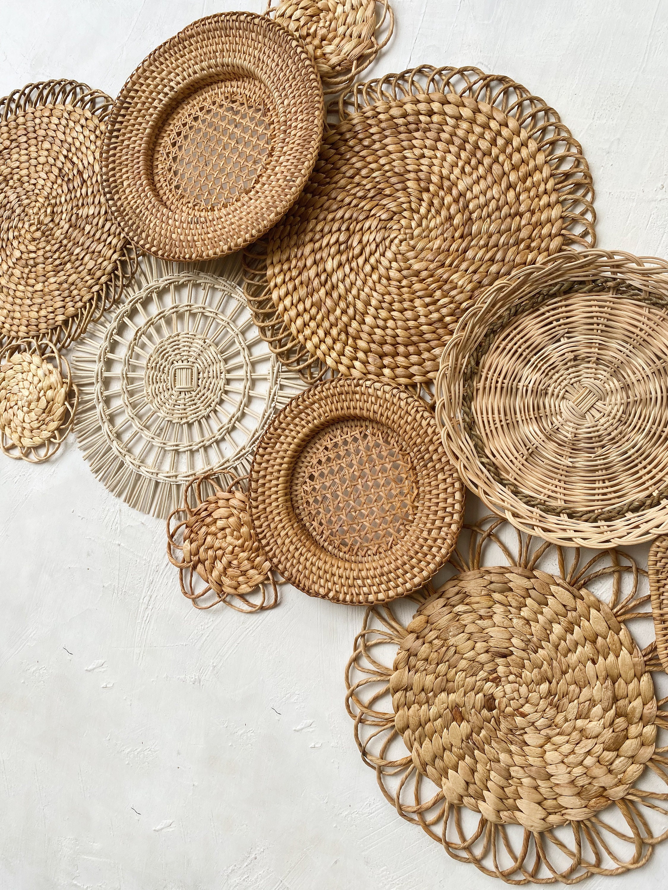 Boho Woven Wall Basket Set: Natural Brown Decor, Set of 11 - Etsy