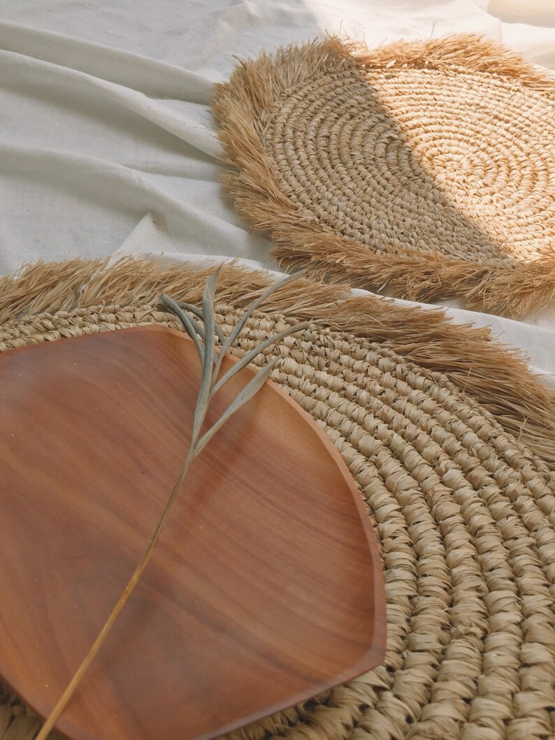 Natural Placemats Boho Placemats Fringe Placemats Handwoven Etsy