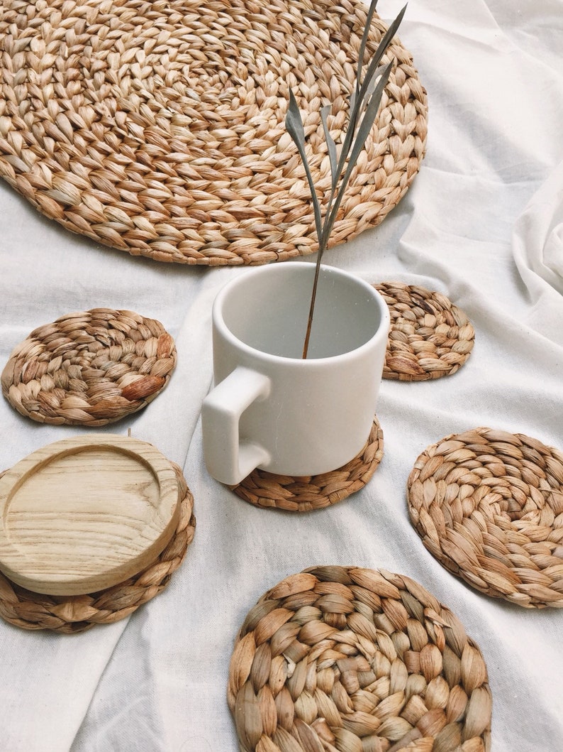 Boho Placemats Natural Placemats Vintage Woven Braided Etsy