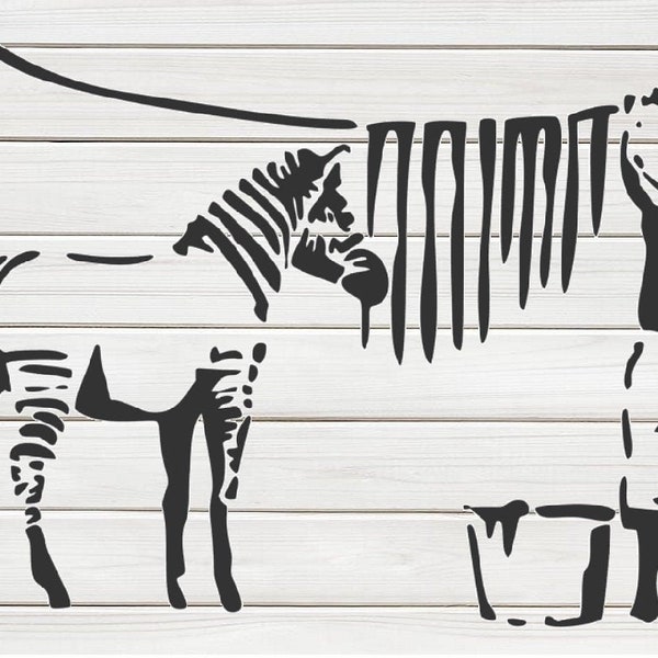 Banksy Wash Zebra Stripes Stencil Model design print, Digital Download ClipArt Graphic for Dyi craft wall furniture deco , SVG, PNG, DXF