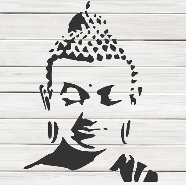 Zen Buddha Face Stencil Model template design print Digital Download Clip Art Diy Graphic craft wall furniture deco Vector SVG PNG DXF