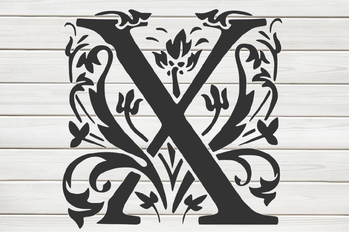 Initial Letter X Stencil Model Image design print Digital Etsy