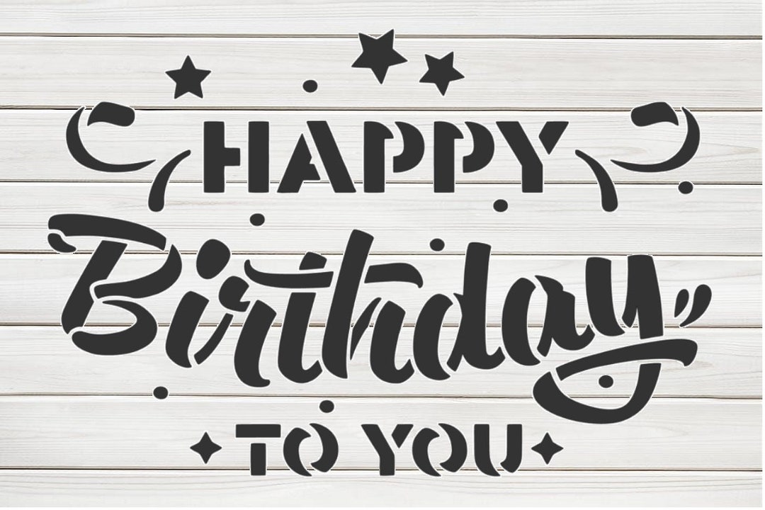 Happy Birthday Message Stencil Model Image Design Print Digital ...