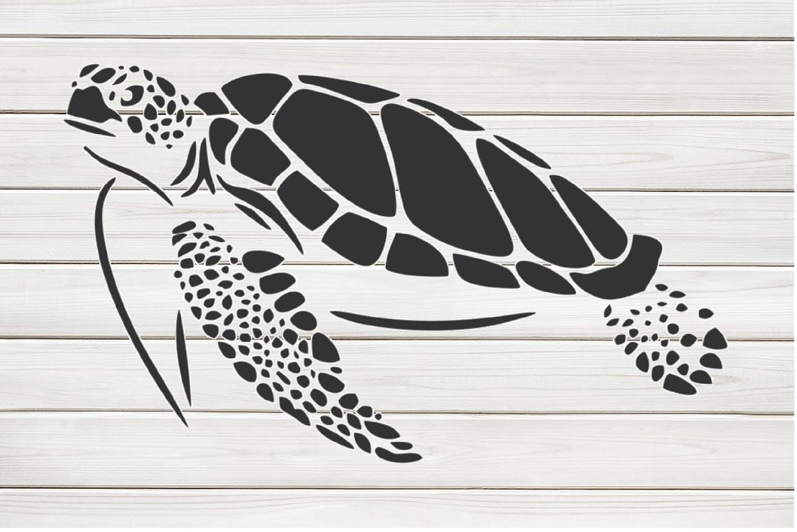 giant sea turtle stencil model template design print