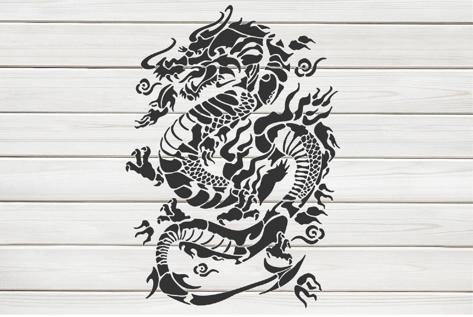 Majestic Chinese Dragon Stencil Model Design Print Digital Etsy