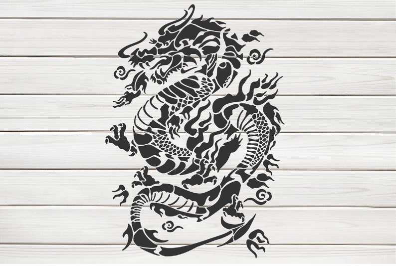 Majestic Chinese Dragon Stencil Model design print Digital | Etsy