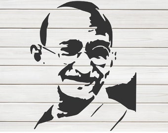 Mahatma Gandhi Portrait Stencil Model Image design print Digital Download ClipArt Graphic Dyi craft furniture Wall Deco Vector SVG PNG DXF