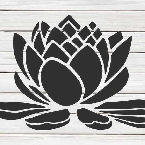 Big Zen Lotus Flower Stencil Model Image design print Digital Download ClipArt Graphic Dyi craft furniture Wall Deco Vector SVG PNG DXF