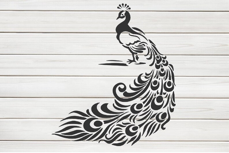 Beautiful Peacock Stencil Model Template Design Print Digital - Etsy