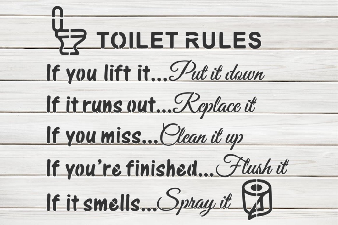 Toilet Rules Sign Banner Stencil Model Image Design Print Etsy Uk