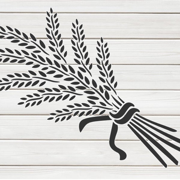 Wheat Sheaf Seeds Stencil Model Image design print Digital Download ClipArt Graphic Dyi craft furniture Wall Deco Vector SVG PNG DXF