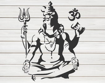 Lord Shiva Hindu God Stencil Model Image design print Digital Download ClipArt Graphic Dyi craft furniture Wall Deco Vector SVG PNG DXF