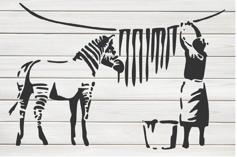 banksy wash zebra stripes stencil model design print digital etsy