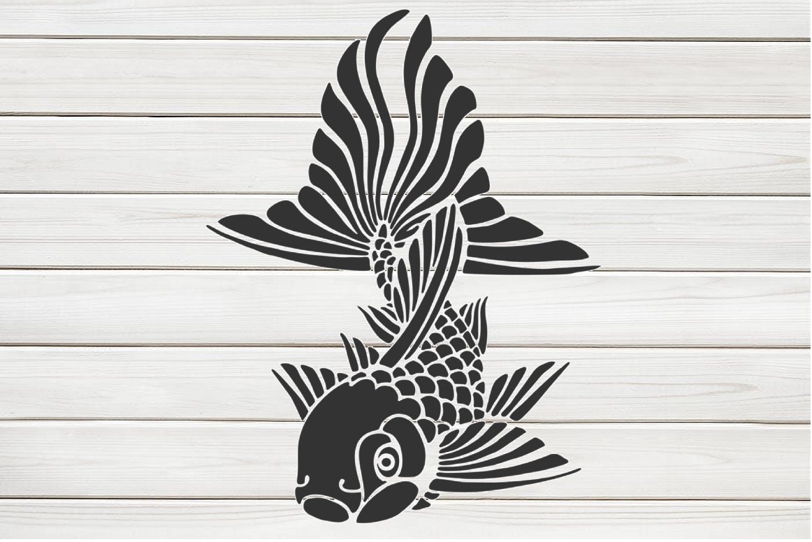 Lucky Goldfish Fish Stencil Template Model Design Print Digital ...