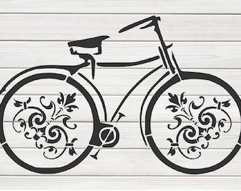 Beautiful Bicycle Stencil Model Image design print Digital Download ClipArt Graphic Dyi craft furniture Wall Deco Vector SVG PNG DXF