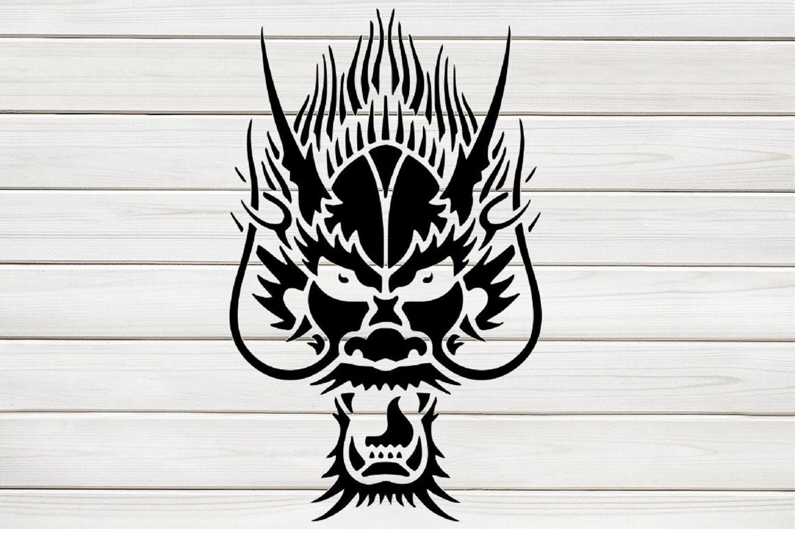 Chinese Dragon Face Stencil Model Template Design Print Etsy