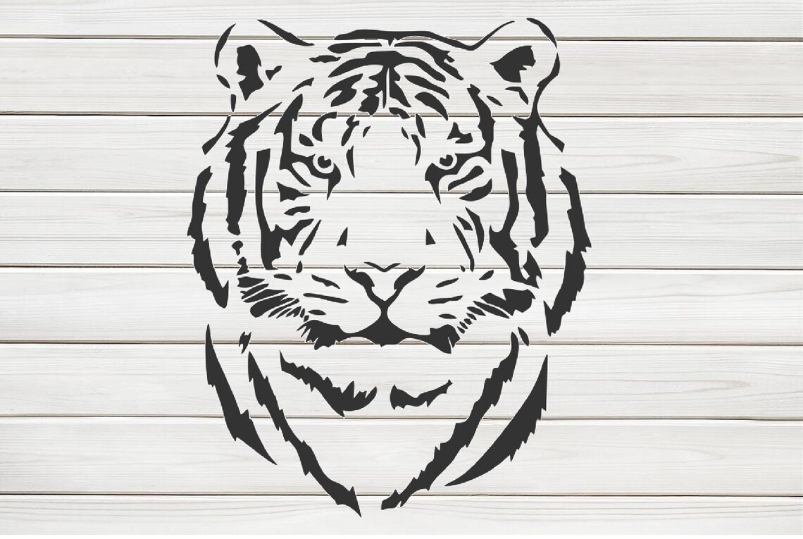 Beautiful Tiger Face 2 Stencil Model Template Design Print Etsy