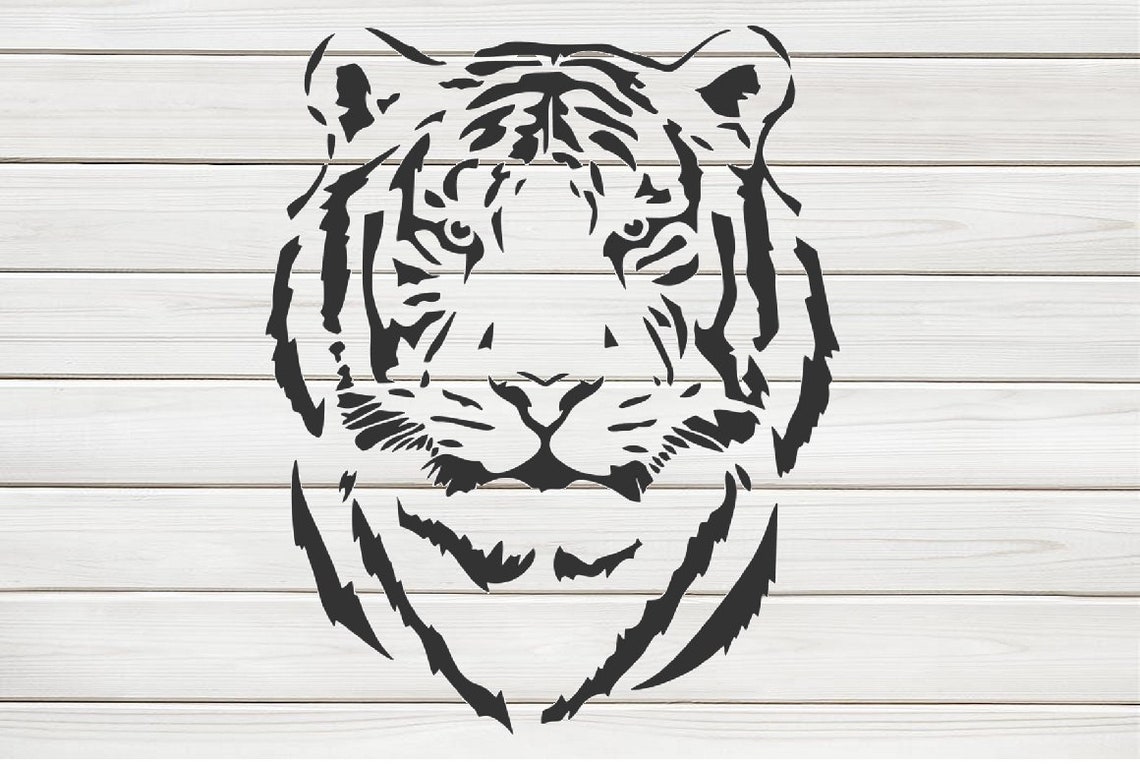 Beautiful Tiger Face 2 Stencil Model Template Design Print - Etsy