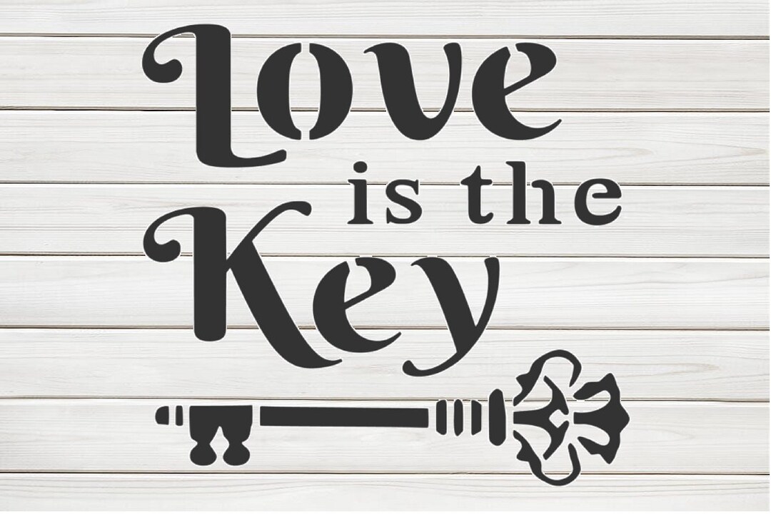 Love is Key Message Stencil Model Template Design Print Digital