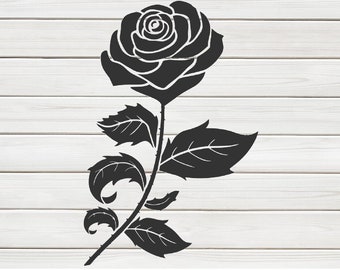 Beautiful Big Rose Flower Stencil Model Image design print Digital Download ClipArt Graphic Dyi craft furniture Wall Deco Vector SVG PNG DXF