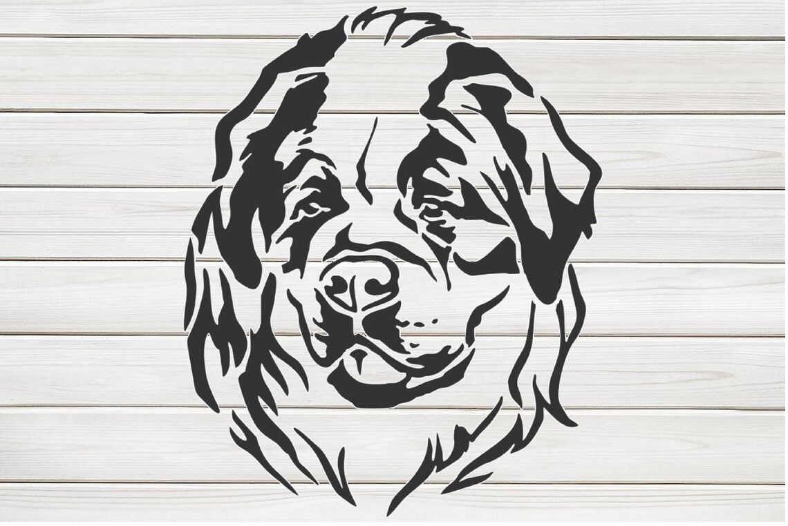 saint bernard dog head stencil model image design print etsy